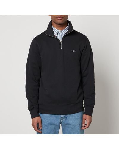GANT Half Zip Cotton-blend Sweatshirt - Black