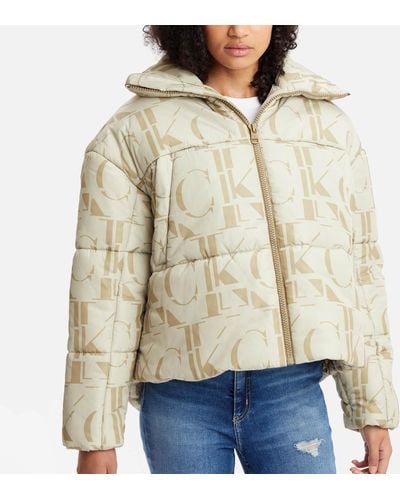 Calvin Klein Aop Oversized Puffer Jacket - Natural