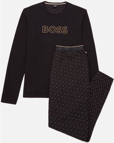 BOSS by HUGO BOSS Logo-Print Cotton Pyjamas - Schwarz