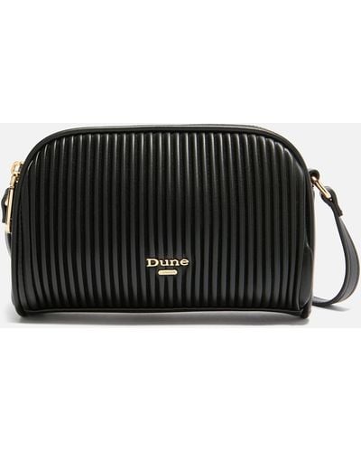 Dune Pleated Faux Leather Crossbody Bag - Black
