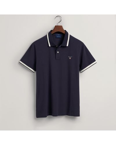 GANT Herringbone Cotton-piqué Polo Shirt - Blue