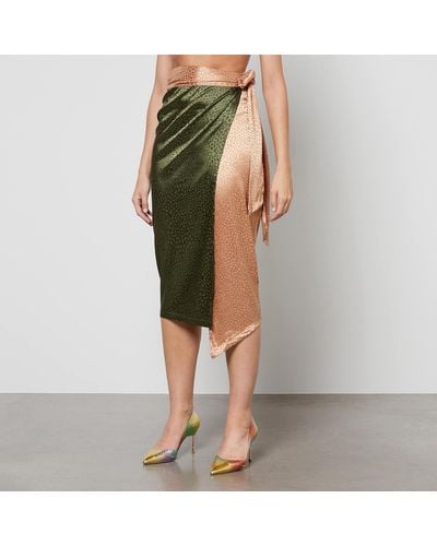 Never Fully Dressed Jaspre Satin Wrap Midi Skirt - Multicolour