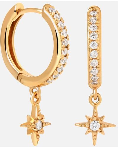 Astrid & Miyu Crystal Star Gold-plated Hoop Earrings - Multicolor
