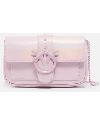 Pinko Love One Pocket Iridescent Leather Crossbody Bag - Pink