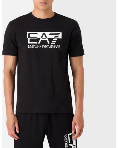 EA7 Emporio Armani Large Logo Cotton T-shirt - Black