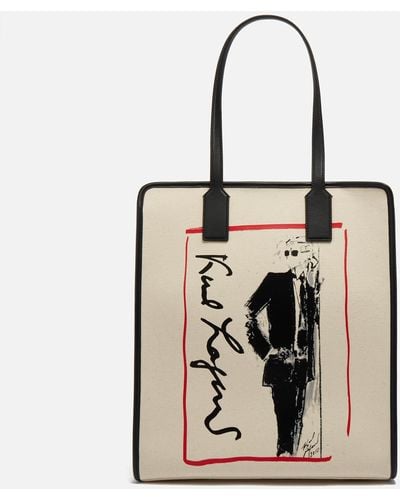 Karl Lagerfeld Series Canvas Shopper Tote Bag - Natur