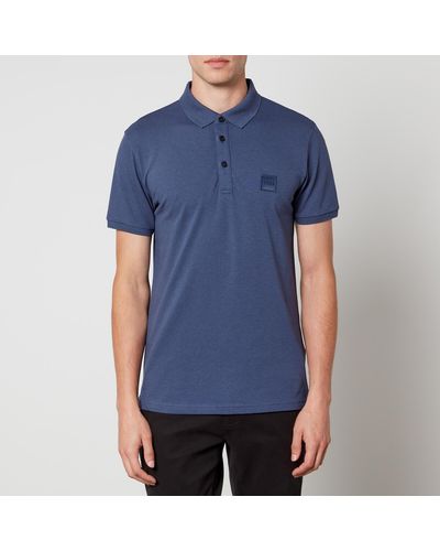 BOSS Passenger Logo-appliquéd Cotton-blend Piqué Polo Shirt - Blue