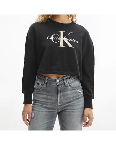 Calvin Klein Seasonal Monogram Crew Neck Sweatshirt - Black