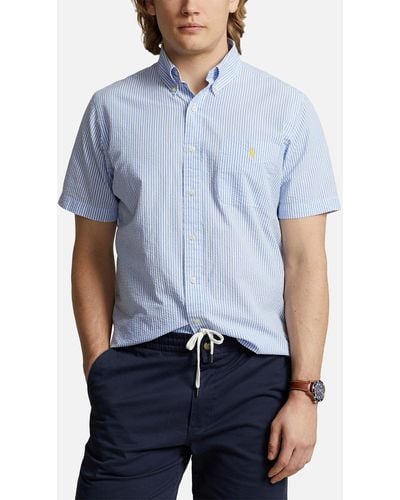 Polo Ralph Lauren Seersucker Short Sleeved Shirt - Blue