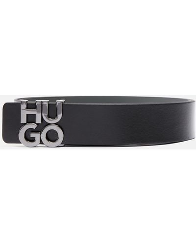 HUGO Sta_sz35 Leather Belt - Black