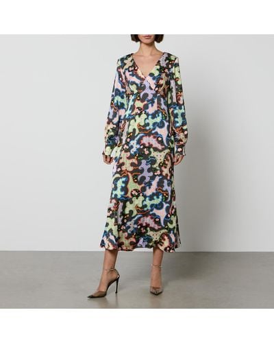 Never Fully Dressed Louella Satin Midi Dress - Multicolour