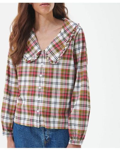 Barbour Shelly Checked Cotton-gauze Blouse - Red