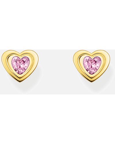 Thomas Sabo Gold Heart Stud Earrings - Multicolour
