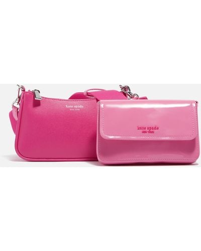 Kate Spade Double Up Saffiano Leather Crossbody Bag - Pink