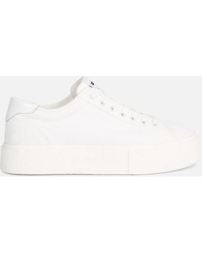 Tommy Hilfiger Faux Leather Cupsole Sneakers - White