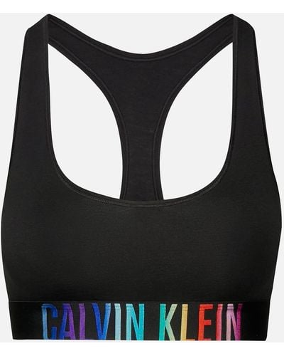 Calvin Klein Intense Pride Logo-print Stretch-jersey Unlined Bralette - Black