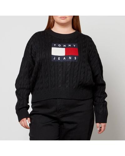 Tommy Hilfiger Flag Logo Knit Sweater - Black