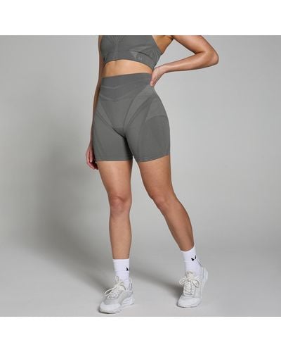 Mp Teo Ultra Geometric Seamless Booty Shorts - Grey
