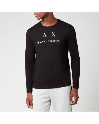 Armani Exchange Big Logo Long Sleeved T-shirt - Black