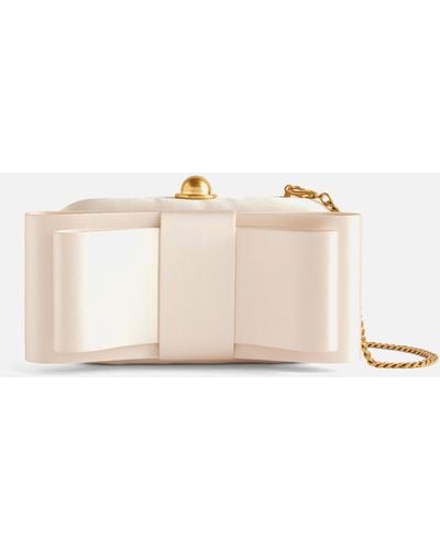 Ted Baker Bowelaa Bow Satin Clutch Bag - Natural