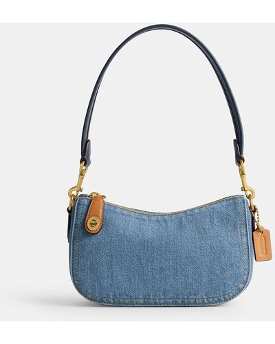 COACH Women's Swinger Denim Crossbody 20 - Blue