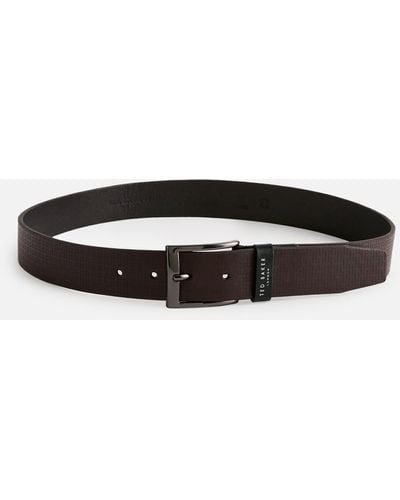 Ted Baker Hady Monogram Leather Belt - Black