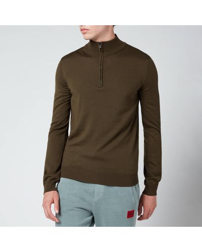 HUGO San Gottardo Quarter Zip Sweater - Green