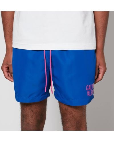 Calvin Klein Medium Length Double Waistband Shell Swim Shorts - Blue