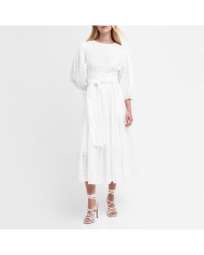Barbour Kelburn Cotton-blend Seersucker Gauze Midi Dress - White