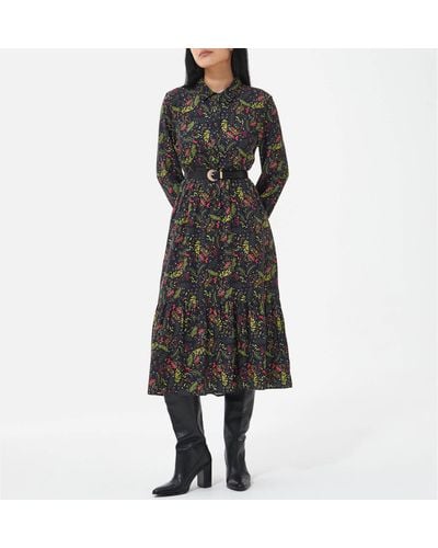 Barbour Westbury Floral-crepe Midi Dress - Black