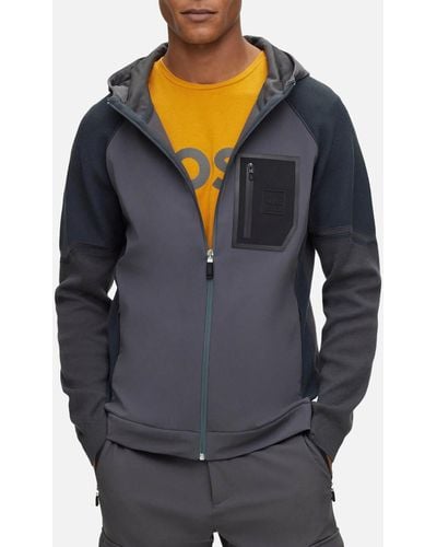 BOSS Markis Woven Hooded Jacket - Grey