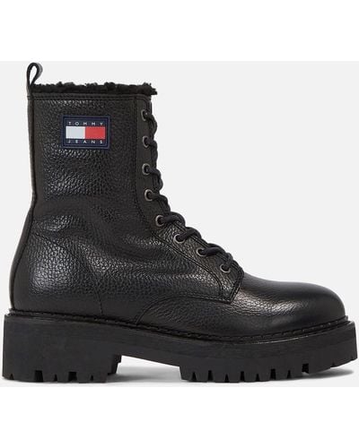 Tommy Hilfiger Urban Warm Lined Leather Lace-up Boots - Black