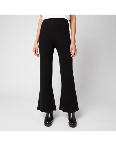 Whistles Kai Knitted Ribbed Flare Trousers - Black