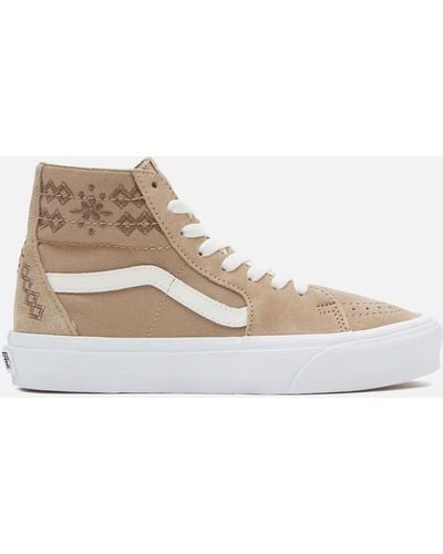 Vans Sk8-hi Tapered Canvas And Suede Sneakers - Natural