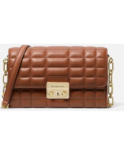 MICHAEL Michael Kors Tribeca Small Leather Convertible Bag - Brown