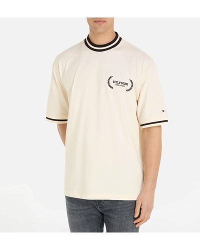 Tommy Hilfiger Lauren Tipped Cotton Logo T-shirt - Natural