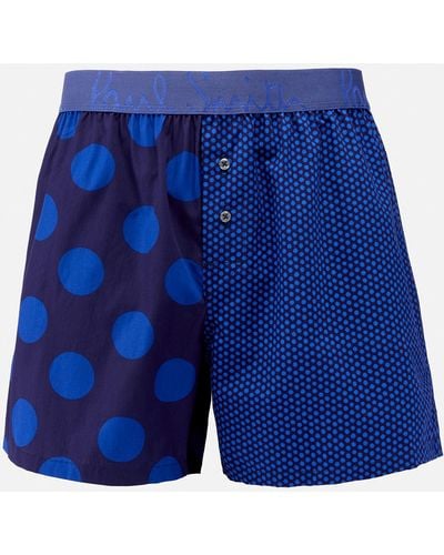 Paul Smith Polka Dot Cotton-poplin Boxer Shorts - Blue