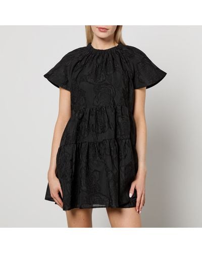 Sister Jane Paper Rose Organza Mini Dress - Black
