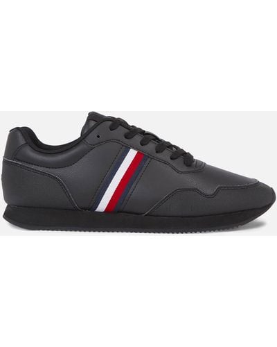 Tommy Hilfiger Leather Running Style Trainers - Schwarz