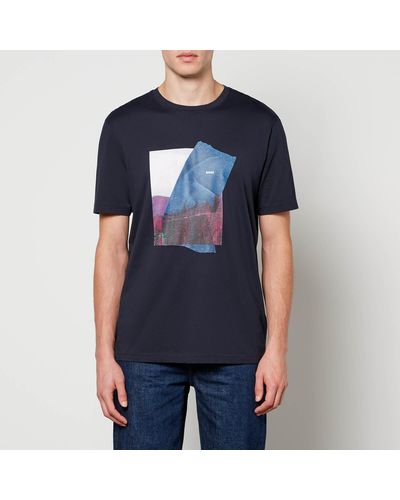 BOSS Graphic Print Cotton-Jersey T-Shirt - Schwarz