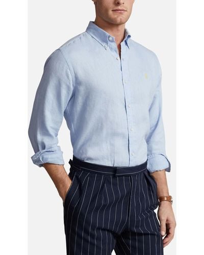 Polo Ralph Lauren Custom-Fit-Hemd aus Leinen - Blau