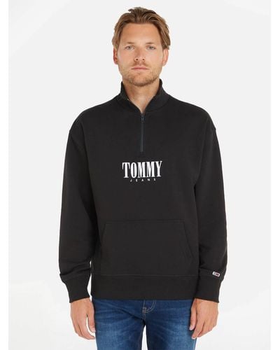 Tommy Hilfiger Authentic Half Zip Cotton Sweatshirt - Black