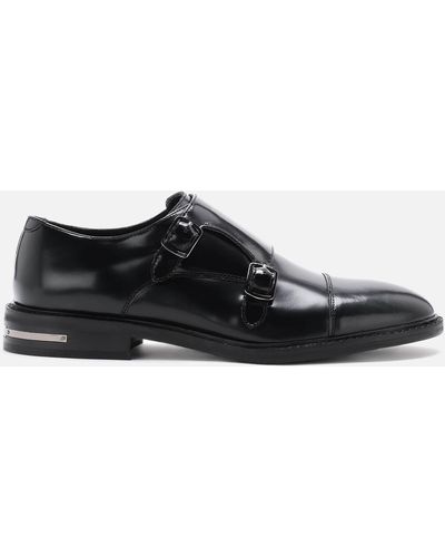 Walk London Oliver Leather Monk Shoes - Black