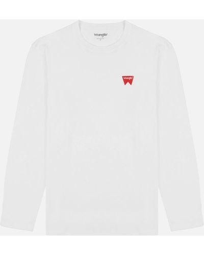 Wrangler Sign Off Cotton Long Sleeve T-shirt - White