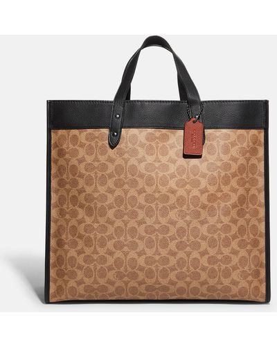COACH Signature Field Coated Canvas And Leather Tote Bag - Brown