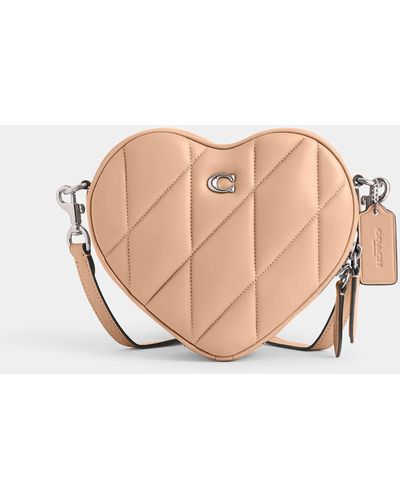 COACH Heart-shaped Quilted Leather Cross-body Bag - Natural