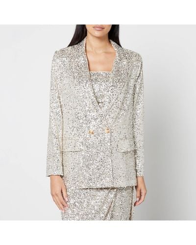 Never Fully Dressed 54 Sequined Woven Blazer - Grey