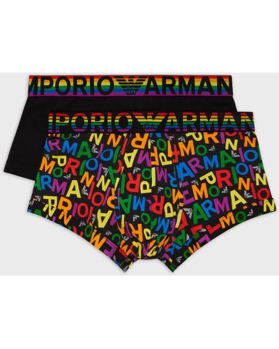 Emporio Armani Rainbow Two-pack Stretch-cotton Boxer Shorts - Multicolour