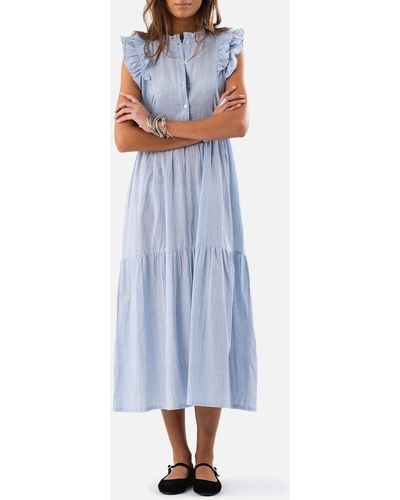 Lolly's Laundry Harriet Striped Cotton-poplin Maxi Dress - Blue