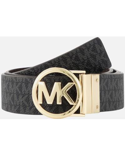 Michael Kors Logo-Jacquard Leather Belt - Schwarz